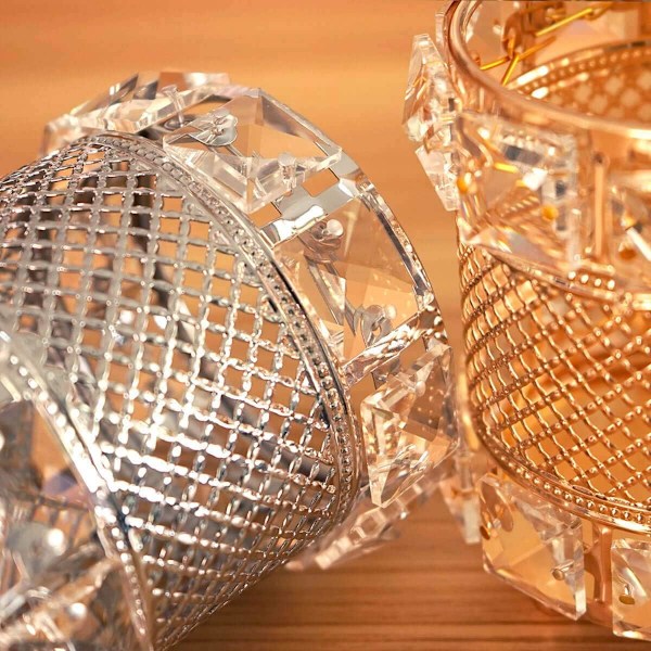 Fantastisk Kristall Sminkbordsdekor, Handgjord Sminkförvaring För Skönhetsverktyg, Med Elegant Metallkant, Utrymmesbesparande Design, Perfekt För Dig