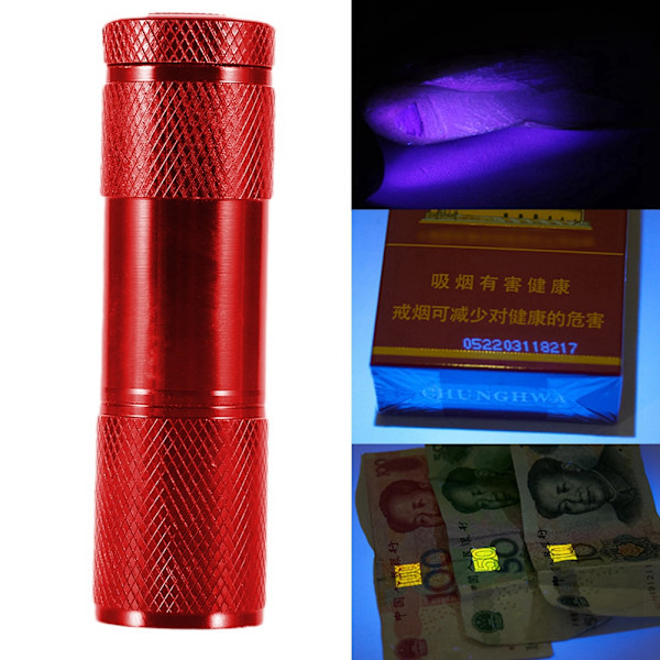 4,5V 9LED UV-ficklampa Mini Expert Jade Torch 365-400nm för Flu