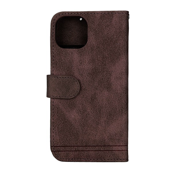 Plånboksfodral för mobiltelefon med korthållare och stativ, inbyggt magnetiskt stängning för iPhone 13, brun