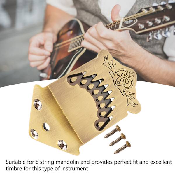 8-strängad mandolin-stränghållare fjädermönster utmärkt metall bronsfärgad mandolin-stränghållare