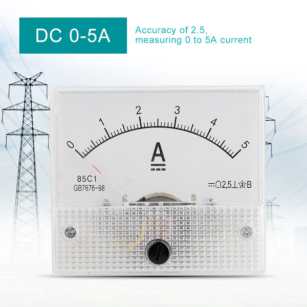 DC 0-5A DC Analog 85C1 Virtamittari Jännite 2.5 Tarkkuus Jännite Analogi Voltimittari Paneeli