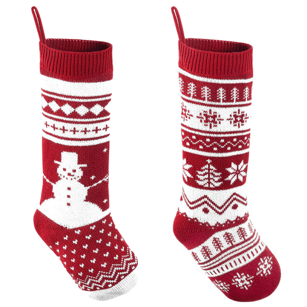 2 Pack Knit Christmas Stockings, for Family Holiday Xmas Tree