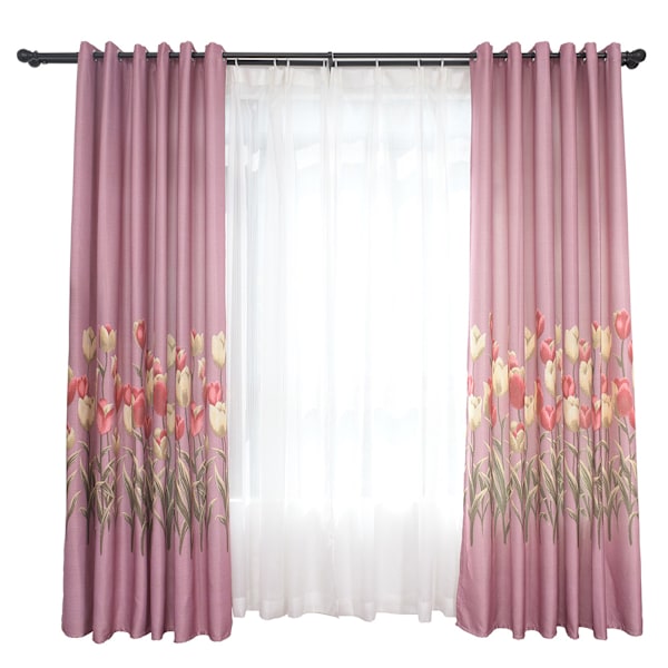Mörkläggningsgardin i polyester, fönstergardin, mörkläggningsdraperi, sovrumsinredning, vardagsrumsdekor (lila)