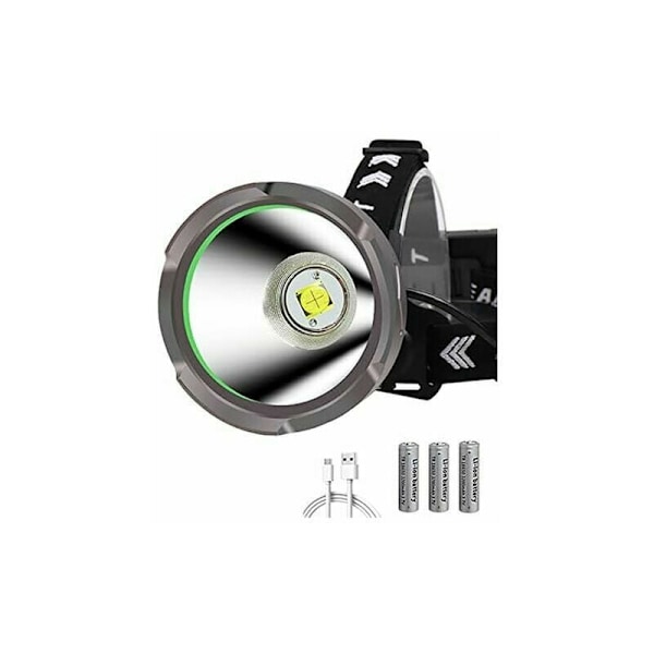 Pannlampa, Superstark 15000 Lumen Uppladdningsbar LED, Vattentät med Justerbar 90° Roterbar Zoombar LED-strålkastare, Idealisk för Utomhusaktiviteter