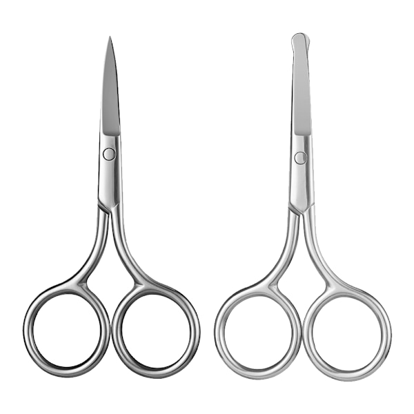 Hårsax, trimning av ögonbryn, näsa, ansiktshår och skäggtrimning (rund/spetsig (2-pack))