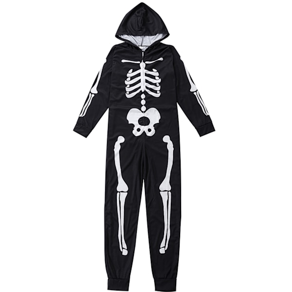 Halloween Familj Pyjamas Skelett Tryck En Del Sovkläder Outfits för Högtidsfest Svart MÄN M