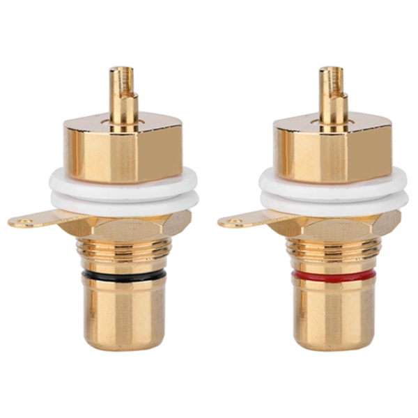 2 Pcs Gold Plated Copper RCA Panel Mount Female Jack Terminal Socket Audio Connector