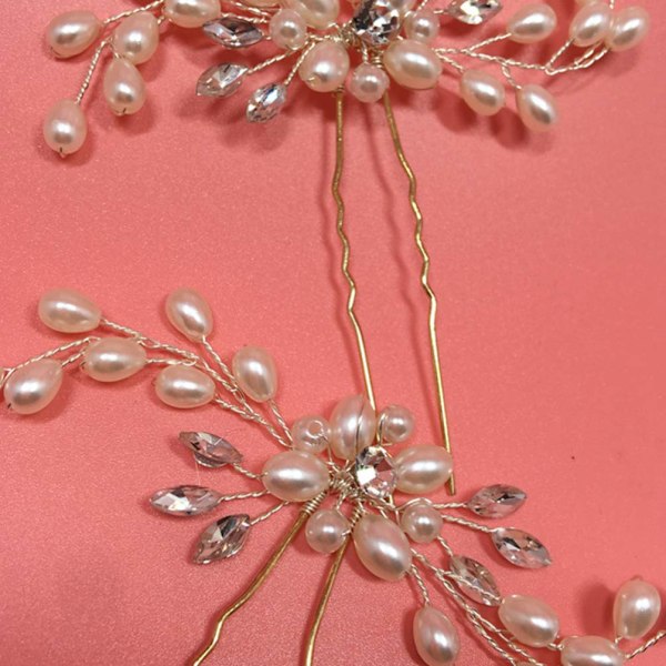 Elegant Håraccessoar för Bröllopstillfällen, Silver Brud Bröllop Hårnålar Pärl Brudhåraccessoarer, Dekorativa för Frisyrer, Blommigt Bröllopshår