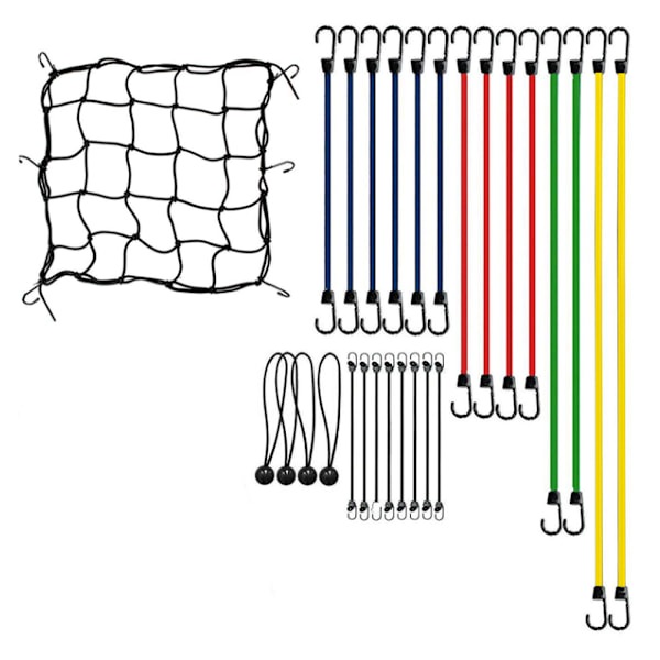 Utomhus Elastisk Rep Bungee-Snöre Remmar Hängmatta Fästrep med Haka (27 st)