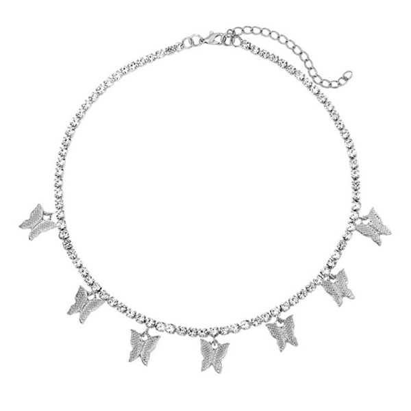 Vintage Perhosriipus Choker Kaulakoru Kristalli Ketju Kaulakorut Bling Perhonen Tupsu Choker Lahja Naisille Tytöille