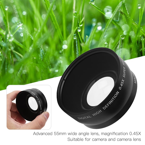 JSR‑1152 55MM 0.45X Avancerad vidvinkel makroobjektiv passar alla 55MM diameter kameralinser