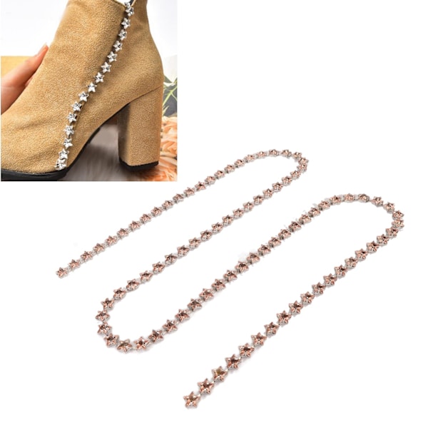 1 m Stjärna Strass Trim Kedja DIY Klippbar 1 cm Bredd Färgäkta Kristall Strass Klo Kedja för Kläder Hantverk Champagne