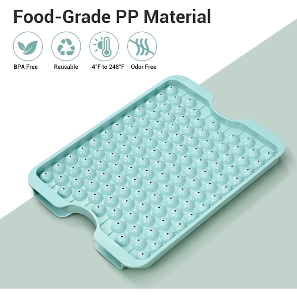 Staplingsbara iskubbrickor, livsmedelsklassat PP-material, runda isbitar, platsbesparande förvaring, BPA-fria, inkluderar isskopa och behållare, 3-pack, blå