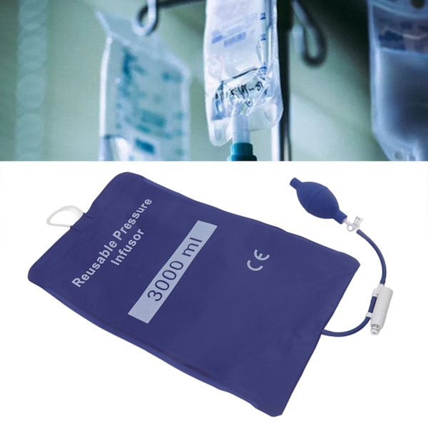 3000ml Tryckinfusionspåse Förhindra Övertryck 3h Lufttäthet Vätskesnabb Infusionspåse för Första Hjälpen Blå