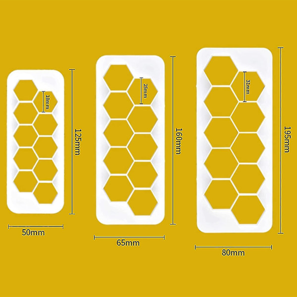 Geometrisk Multiskärare, Hexagon Kakform Set För Nybörjare Och Proffs, Livsmedelssäker Amerikanskt Stål, Lämplig För Att Skära Fondant Och Hantverk