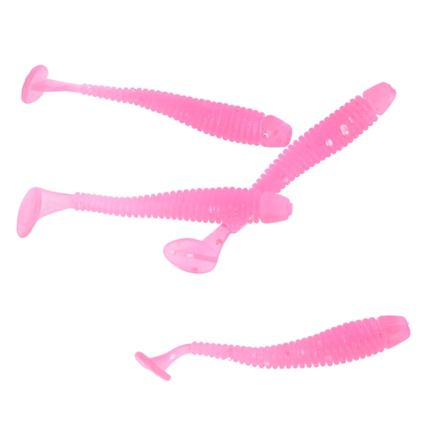 50 stk 5 cm myke fiske lokker T hale larve orm agn fisketutstyr tilbehør rosa