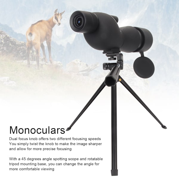 25-75x60 Spottingskoper 45 Graders Bærbare Monokulære med Stativ Bæretaske og Smartphone Adapter til Jagt
