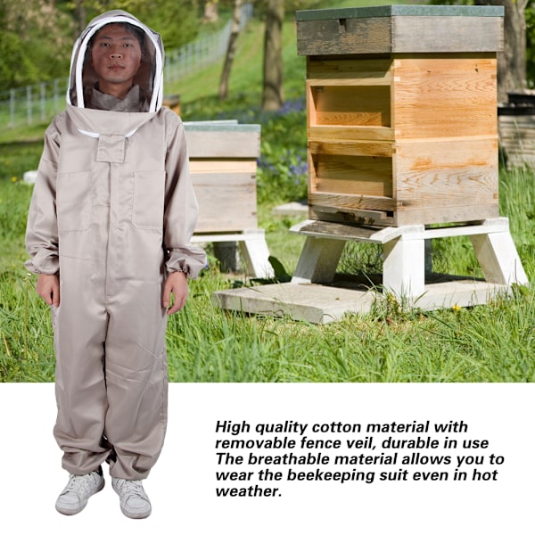 Guardian of Bees: Professionell Biodlaroverall, Elastisk Säker Passform, Andningsbart Polycottonmaterial, Säkerställer Säkerhet och Komfort för Alla Biälskare