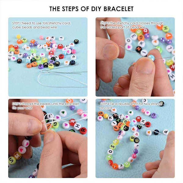 ABC Pärlarmband Pony Pärlor Kits Färgglatt Stretch Armband Lätt Vackert Barn DIY Pärlor