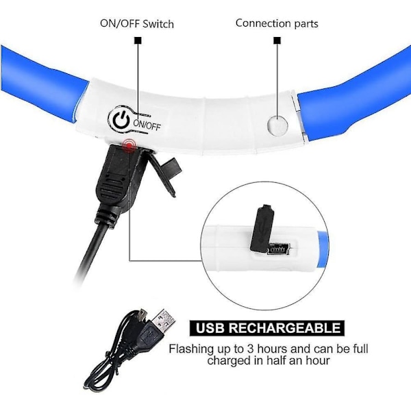 LED Hundhalsband för Nattsäkerhet, Robust & Uppladdningsbart, Passar Alla Raser