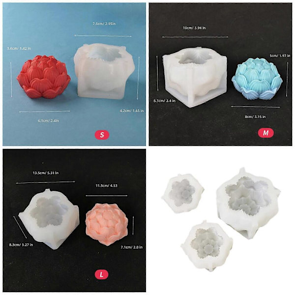 GETIT 3D Blomster Silikoneforme Duftlysforme Gipsforme Epoxyharpiksforme Bageforme Støbeforme Kompatibel med Lysfremstilling