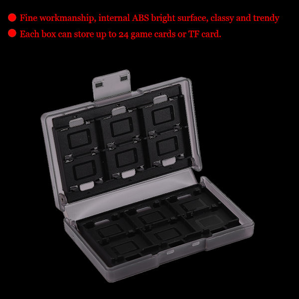 24-i-1 TF-kortboks spillminnekortveskeholder bærer oppbevaring for Nintendo Switch Black