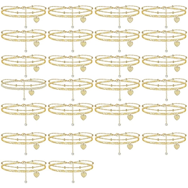 Strandankel til kvinder 26 bogstaver hjerte initial anklet håndlavet delikat lagdelt bogstav initial hjerte anklet strand smykker gaver