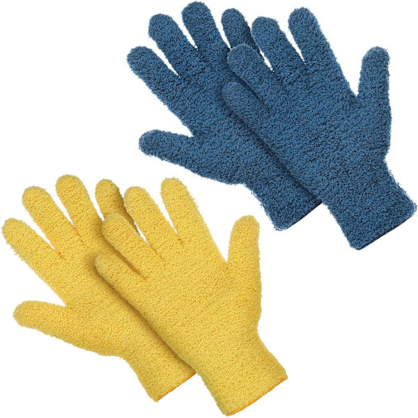 2 par Microfiber Auto Damting Rengöringshandskar Tvättbara rengöringsvantar för kök Husstädning Bilar Lastbilar Speglar Lampor Persienner Damming
