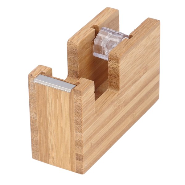 Skrivebords Tape Dispenser Bambus Træ Tape Cutter Holder Klæbende Rulle Base Stationery Værktøj