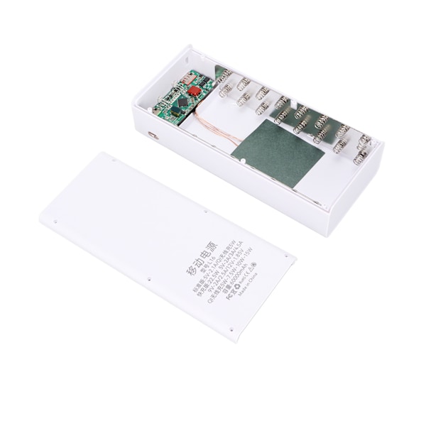 L16 DIY Power Bank 18650 Batteriboks Hurtiglading 22,5W og 15W Trådløs Lading Power Bank 2 USB Utgangsporter LCD-skjerm Hvit