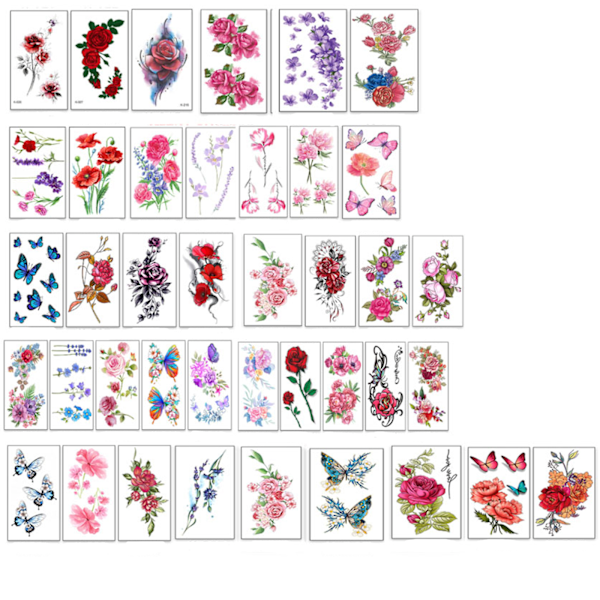 Lättapplicerade Tatueringar för Kvinnor, Passande Tillfällen Livfulla Verklighetstrogna Mönster Blomkollektion Tatueringar