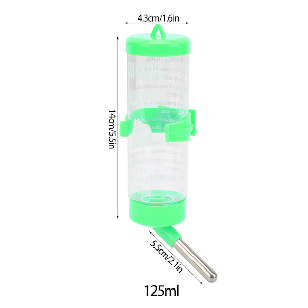 Automatisk hamster vattenflaska dispenser ingen dropp hamster dricksfontän för små djur grön 125 ml