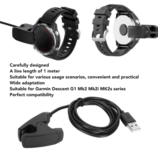 Chargert USB-laddningskabel för Garmin Descent G1 Mk1 Mk2 Mk2i Mk2S Smartwatch