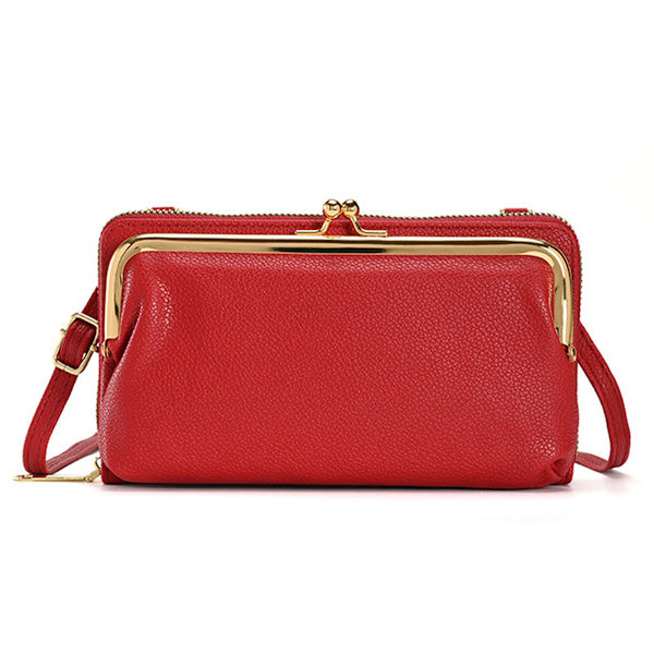 Vintage middagsväska senior sense temperament mobiltelefonväska litchi mönster crossbody väska