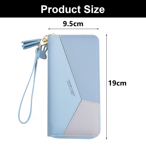Plånbok Dam Stor Kapacitet Läder Designer Dragkedja, 19cm*9.5cm*2.5cm