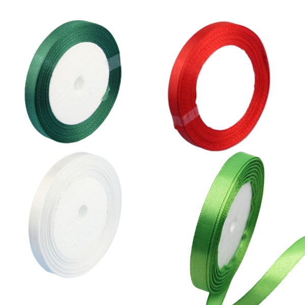 Polyester Satinband, Enfärgat Med Organzakant För Scrapbooking, 4 Rullar I Festliga Toner, Presentinslagning Och Modeaccessoarer, 6mm Bredd,
