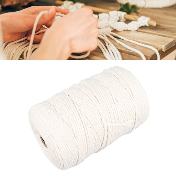 Cotton Thread 3mm 273 Yards Long White Soft Durable Tear Resistant Crochet Yarn for Knitting Craft DIY Decoration