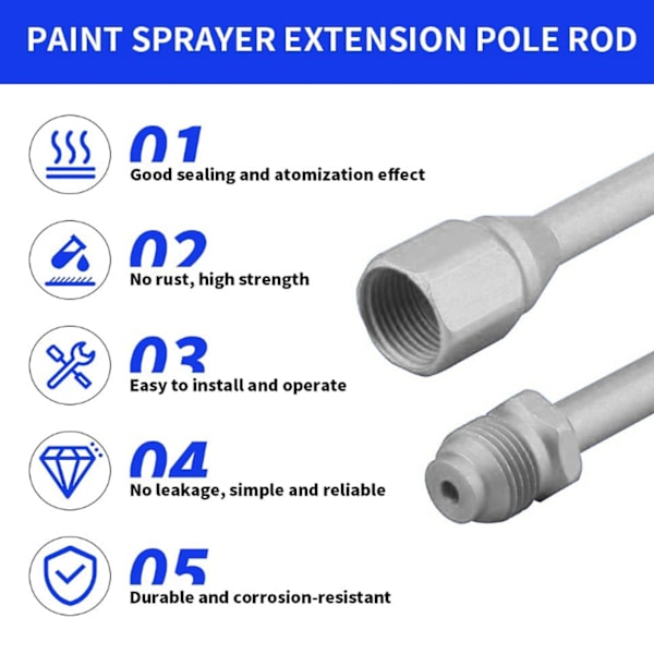 2PCS Spray Extension Rod G7/8 14 Rustfritt Stål Sprayer Tip Extension Pole Replacement for Home