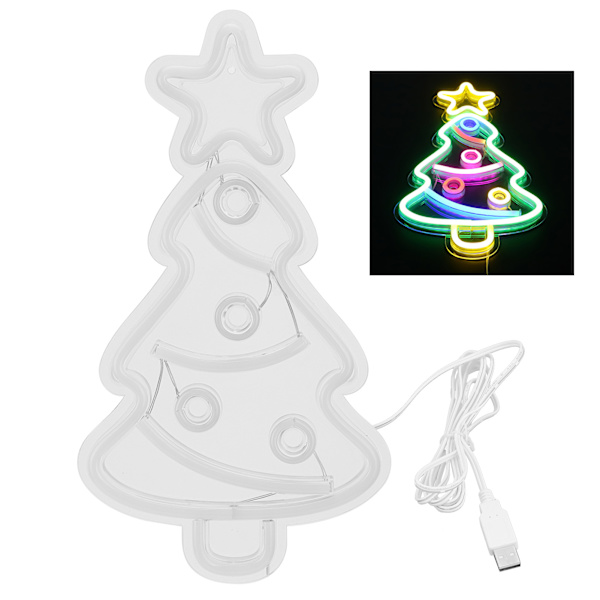 Xmas Tree Neon Lys Skilt USB-drevet LED Neon Lys Veggdekor
