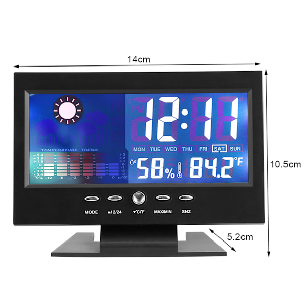 Digitaalinen lämpötila-kosteusmittari Kello Hälytys Mukavuustaso Sääennusteet Kalenteri