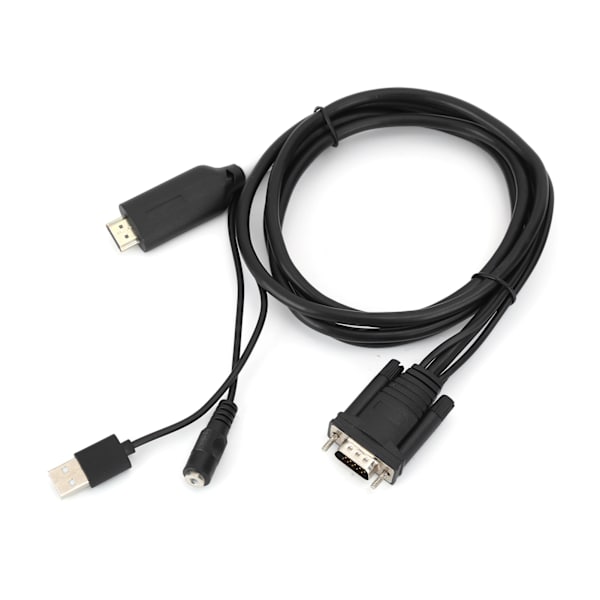 HDMI-VGA-muunninsovitin, digitaalinen-analooginen muuntaja, jossa 1,8 m:n kaapeli USB