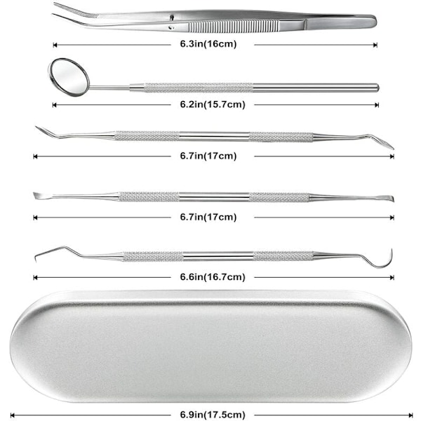 Premium Oral Care Collection, U-formad skrapa i rostfritt stål med ergonomisk design för optimal rengöring, Inkluderar dentala instrument & skyddande förvaring