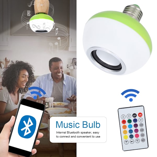 E27 100-240V LED-lyspære Bluetooth-høyttaler Fargerik musikklampe