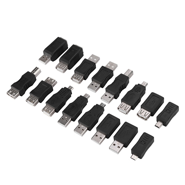 16 stk. Multifunktionel USB2.0 Adapter Konverter USB Han til Hun Mikro USB