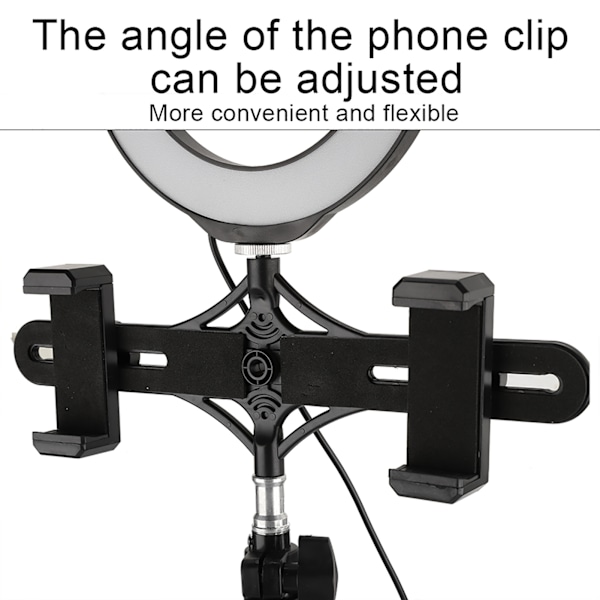 PULUZ PKT3036 Mobiltelefon Live Broadcast LED Ring Fill Light med Tripod Dual Phone Holder