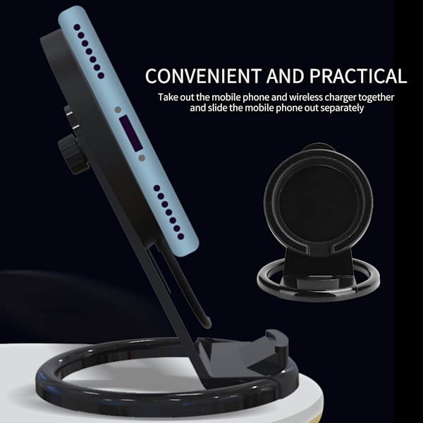 Trådløs ladestasjon Magnetisk laderputeholder for iphone 12 Mini/11 Pro Max/Xs/Xr/X/8Svart