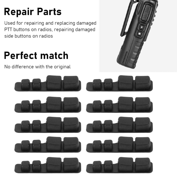 10 kpl Walkie Talkie PTT-laukaisupainikkeen korvaus BAOFENG UV 82 UV 82HP UV 8 UV 8D ja muille radioille