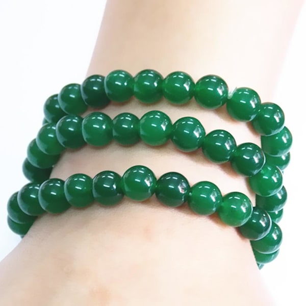 2 Pcs 10mm Green Lucky Wealth Bracelets Feng Shui Lucky Charm Bracelet for Business Green Stone Beads Triple Protection Bracelet