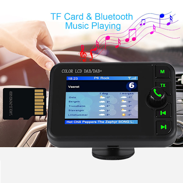 2,4 tommer farve LCD bil DAB-radio 170-240 MHz DAB/87,5-108 MHz FM bil digital DAB-radio