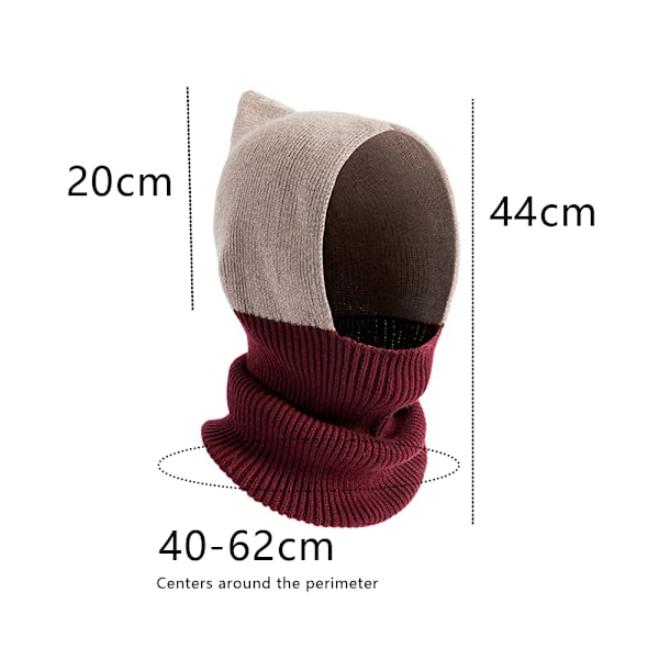 Stickad ull Dam Beanie Hat, Vintermössa Halsduk Mask Set, Dam